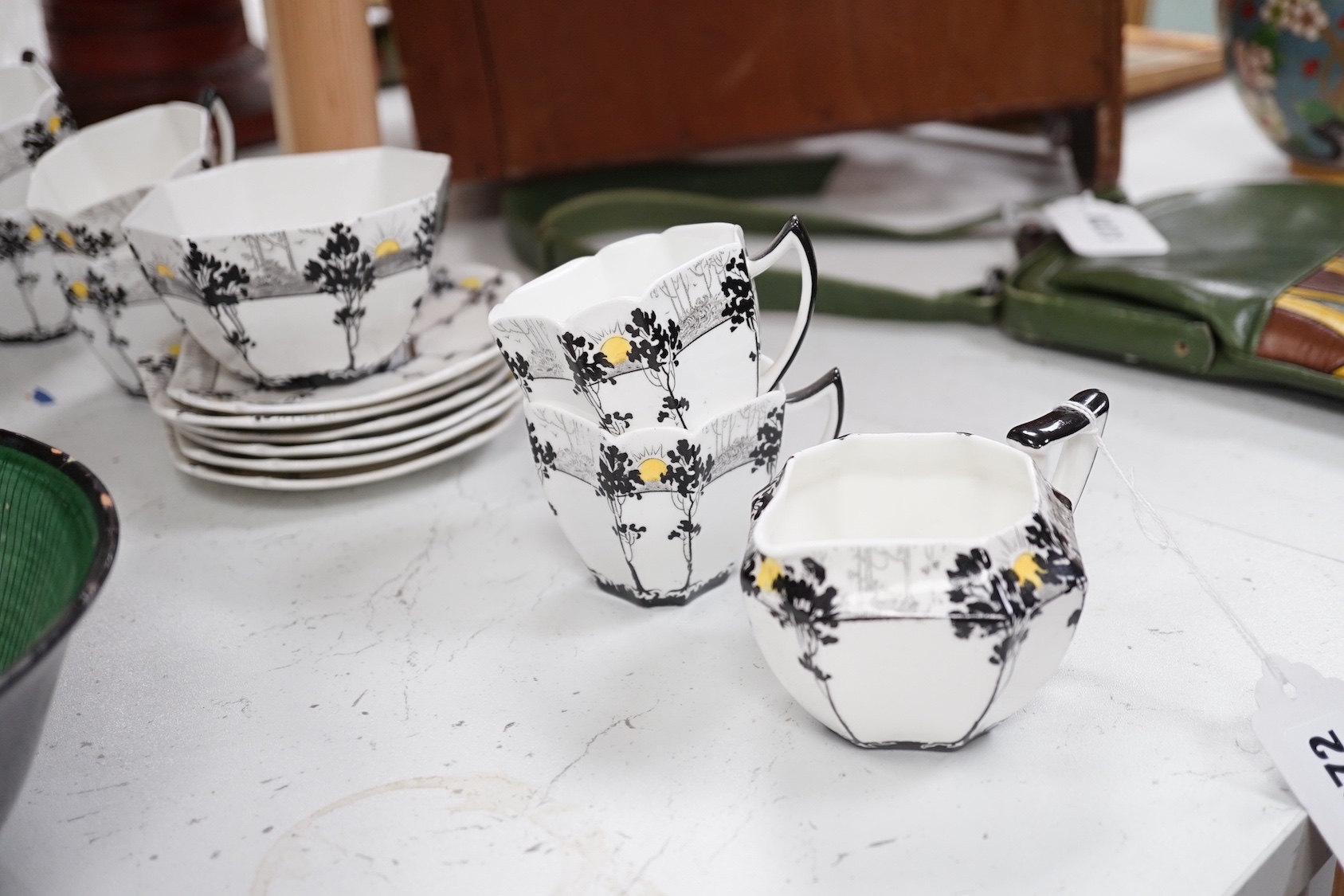 A Shelley ‘Trees and Sunset’ 11479 pattern part tea set